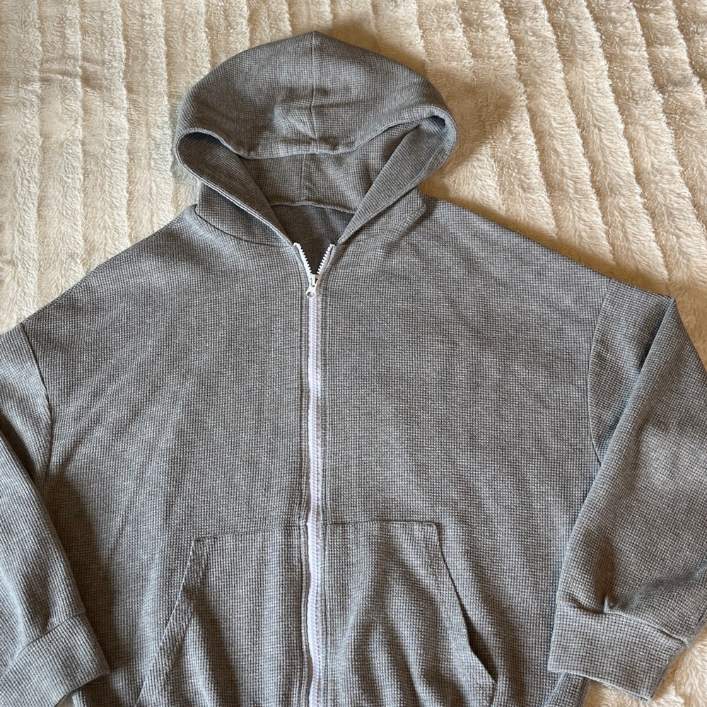 Gray Waffle zip upjacket